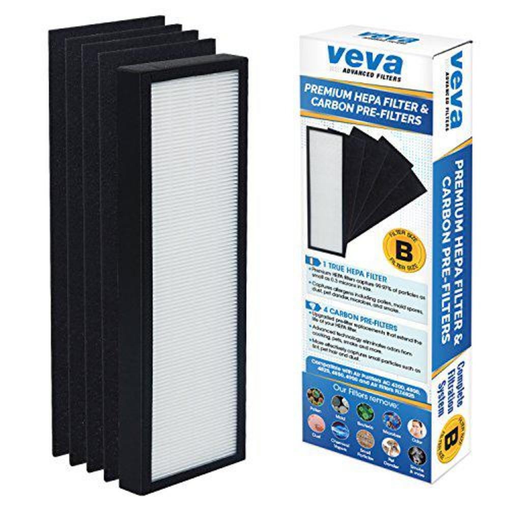 Veva Advanced Filters veva premium hepa replacement filter including 4 activated carbon pre filters compatible with germ guardian air purifier ac43