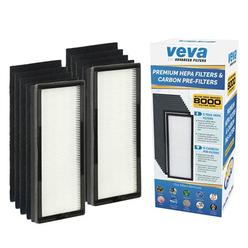 veva 8000 elite pro series air purifier hepa filter & 4 premium activated carbon pre filters removes allergens, smoke, dust, 
