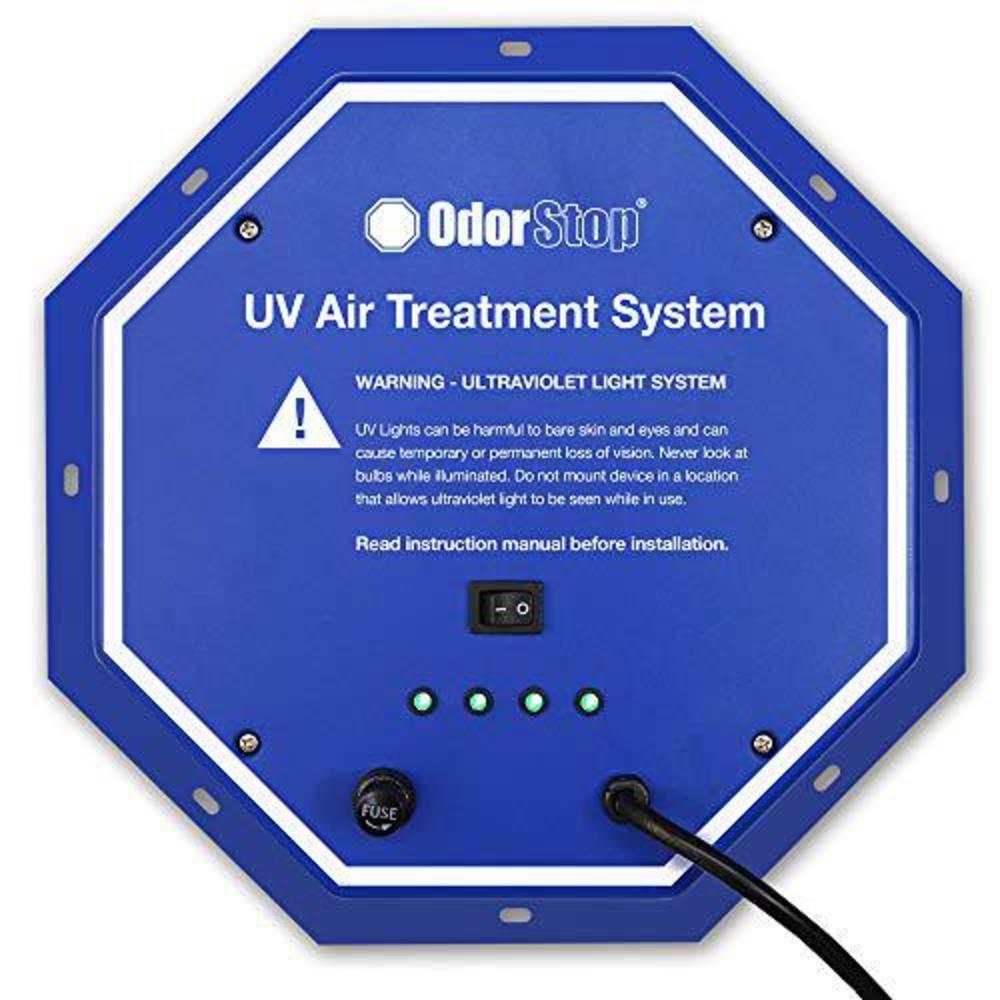 odorstop os36pro uv air purifier 36w system with energy saving airflow sensor and 16-in bulbs