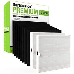 durabasics ap-1512hh hepa filters compatible with coway ap-1512hh filter replacement | 2 hepa filters & 8 pre-cut carbon pref