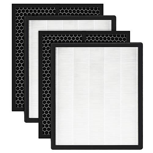 isinlive LV-PUR131 Replacement Filters Compatible with Levoit LV-PUR131, LV-PUR131-RF & LV-PUR131S, 2 Ture HEPA Filters & 2 Carbon Pre-Filters