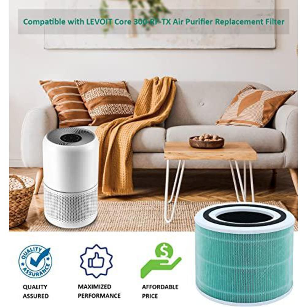 laukowind replacement filter core 300, compatible with levoit air purifier core  300 and core 300s, core 300-rf, laukowind replacement f