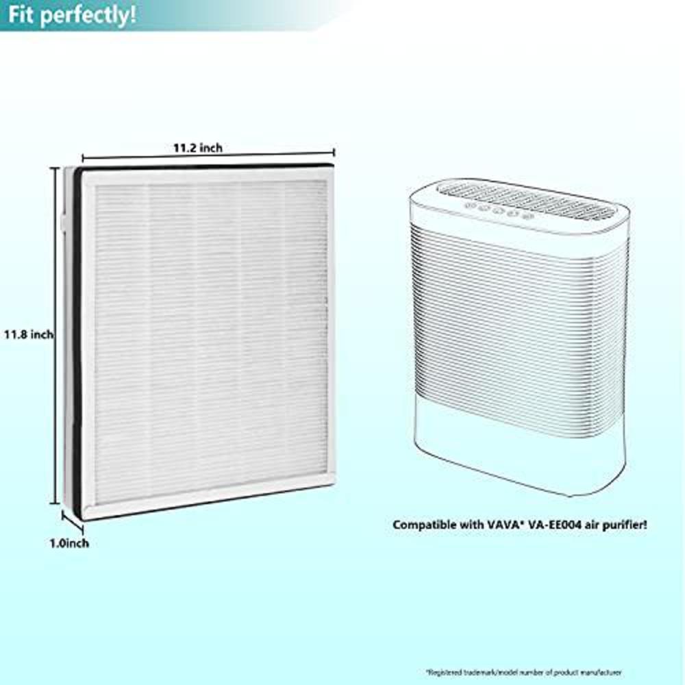 lhari va-ee004 replacement filter, compatible with vava 3-in-1 va-ee004 air purifier, true hepa & activated carbon filter set