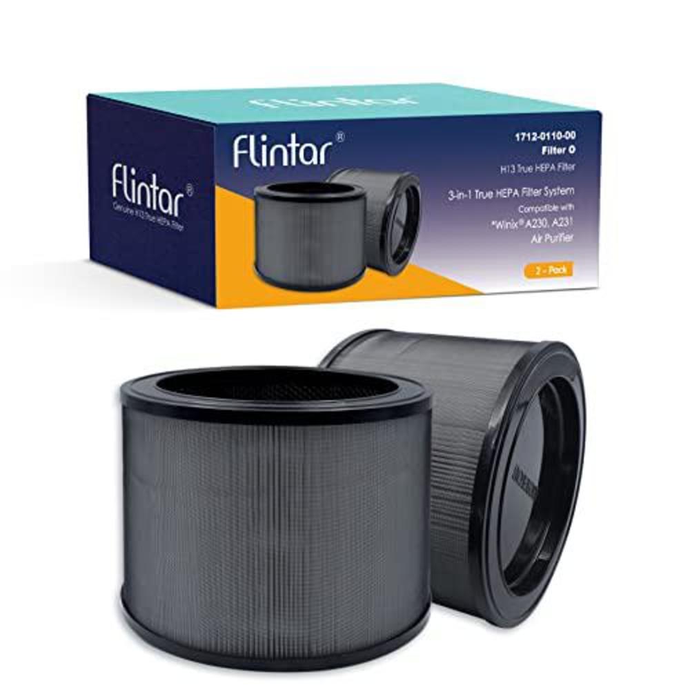 flintar 2-pack of true hepa replacement filter o, compatible with winix a230 and a231 air purifier, 1712-0100-00, filter size