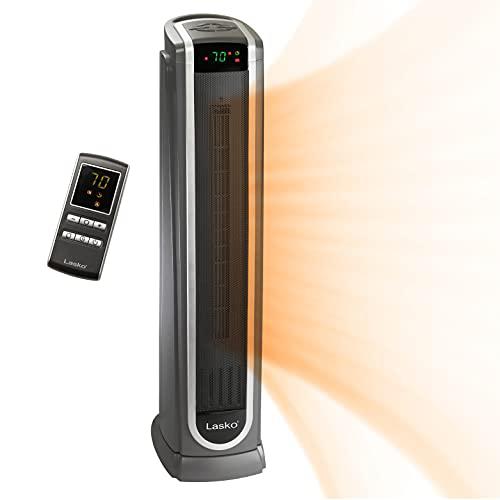 Lasko Products RNAB001DNIIUC lasko ceramic tower space heater with logic  center digital remote control-features built-in timer and oscillation,  7.3?l x 9.