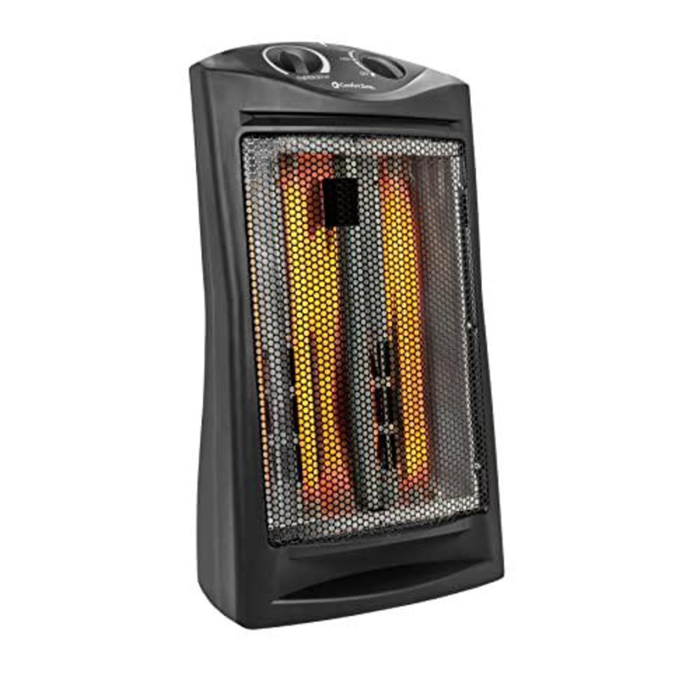 comfort zone czqtv007bk 1,500-watt electric quartz infrared radiant tower heater with 3 heat settings and overheat protection