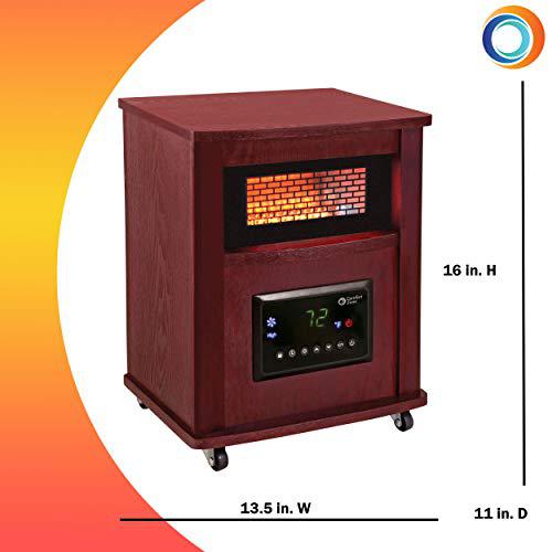 comfort zone cz2032c 750/1,500-watt 16 infrared quartz wood cabinet heater with remote control and adjustable thermostat with