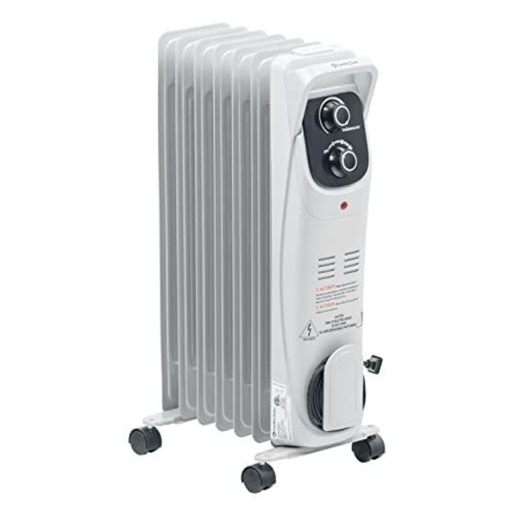 comfort zone cz8008 silent electric oil-filled radiator heater with 360-degree swivel casters, gray