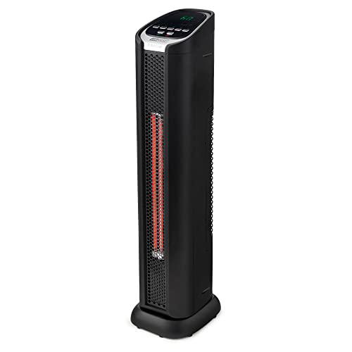 lifesmart ht1053 1500 watt portable 24 inch electric infrared quartz tower space heater for indoor use with 2 heating element