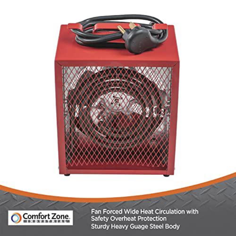 comfort zone cz290 nema 6-30p 4,800-watt fan-forced industrial heater, integrated thermostat control, heavy gauge steel, carr