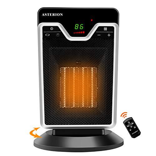 ASTERION space heater for indoor use, asterion portable office heater with adjustable thermostat, ceramic oscillating heater with 24h 