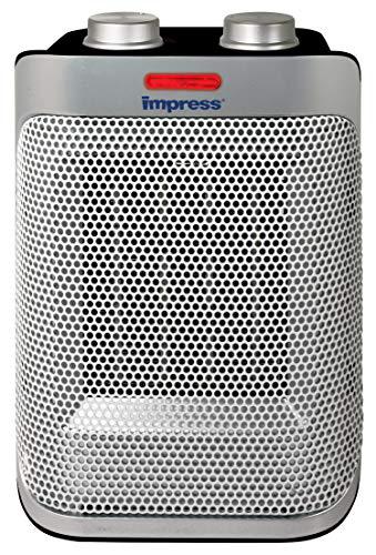 impress space heater with a ceramic element | fan | 750w and 1500w settings | adjustable thermostat | safety switch | modern 