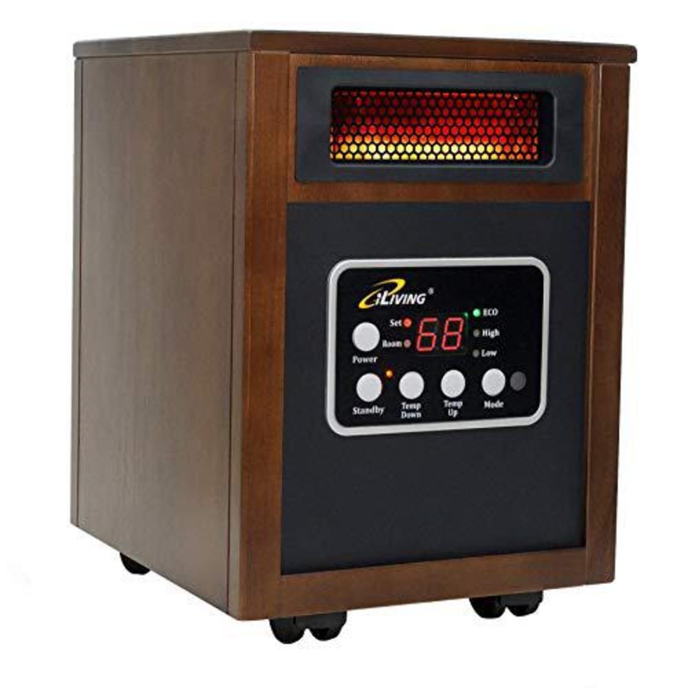 iliving ilg-918w indoor electric space infrared heater, one, dark walnut