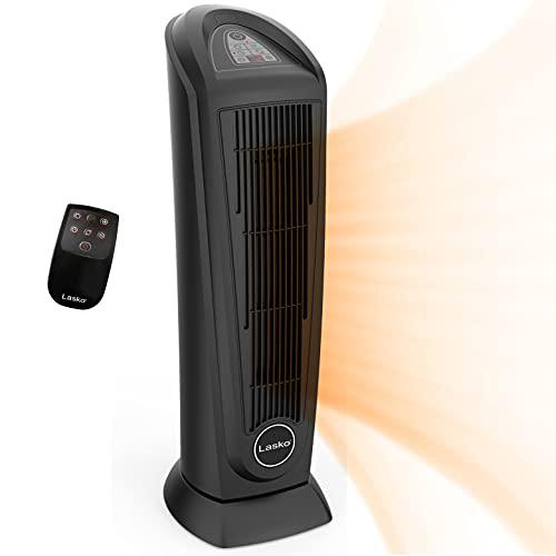 Lasko Products Lasko Portable Oscillating Indoor Electric Ceramic Tower Space Heater with Tip-Over Safety Switch, Overheat Protection, Timer an