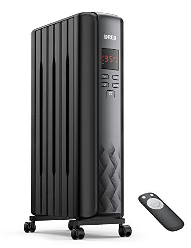 Dreo RNAB096FQYFBJ dreo radiator heater, upgrade 1500w electric portable  space oil filled heater with remote control, 4 modes, overheat u0026 tip-ov