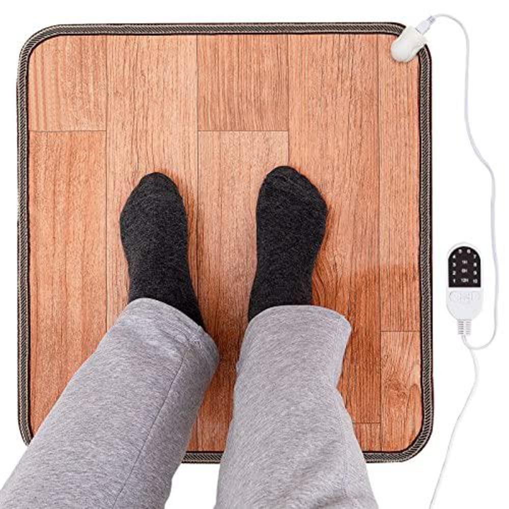 Beeplove heated floor mat - foot warmer under desk, heated feet rest for home office desk, winter 110v electric heating pad with 3 tim