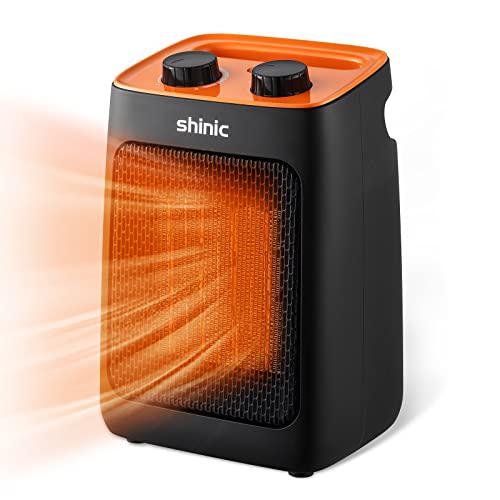 shinic RNAB0982WLPHN small space heaters for indoor use, 1500w/750w electric  space heater with thermostat, ptc ceramic portable electric heater fa