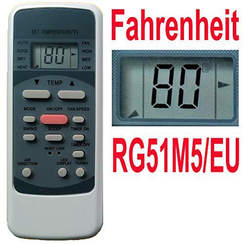 YING RAY replacement for miller air conditioner remote control model number: rg51m5/eu (display in fahrenheit)(only remote control)