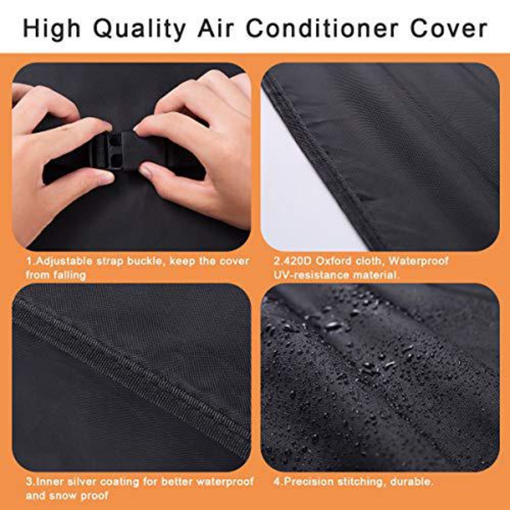 Luxiv window air conditioner cover outdoor, luxiv outside window ac unit cover black dust-proof waterproof ac cover outdoor window 