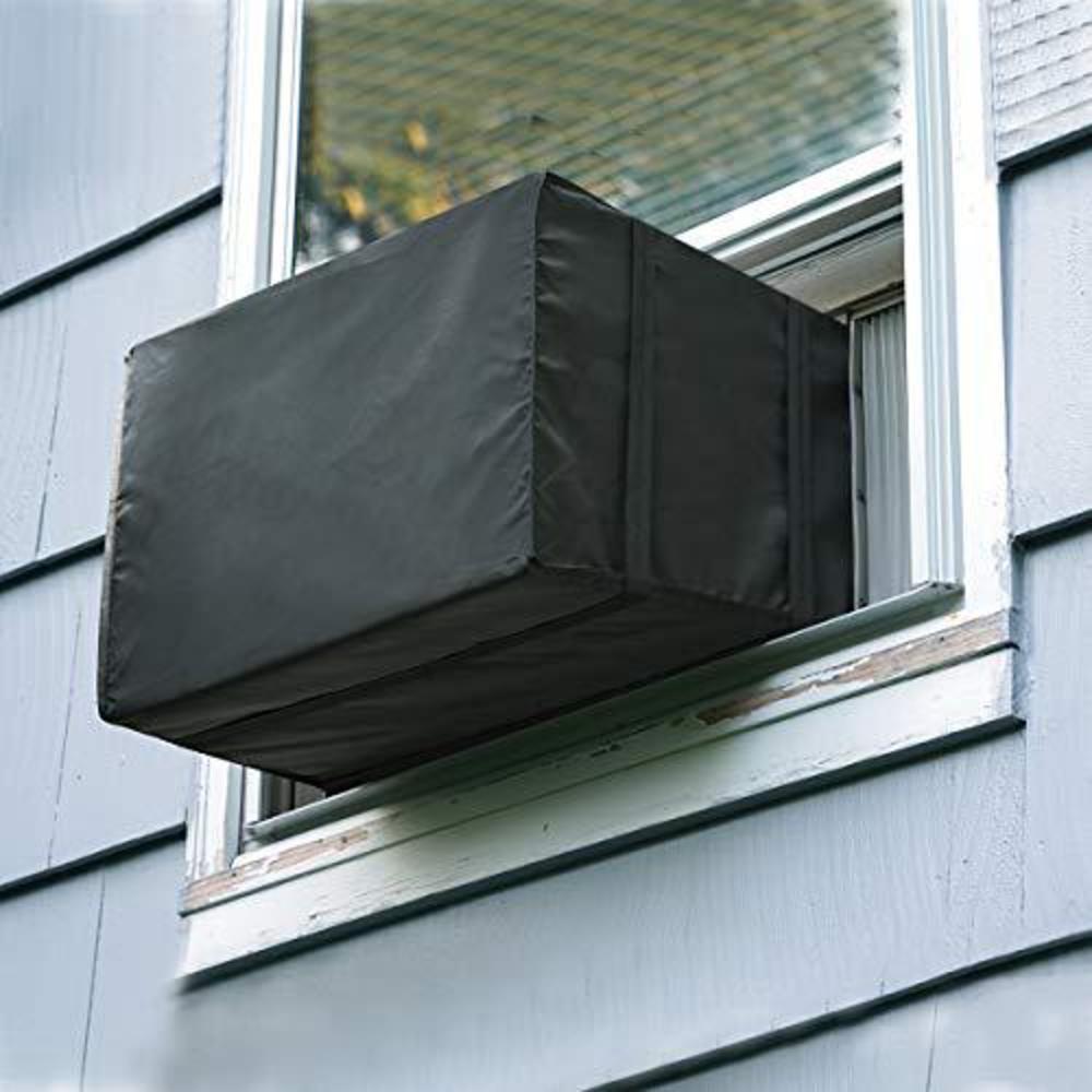 Luxiv window air conditioner cover outdoor, luxiv outside window ac unit cover black dust-proof waterproof ac cover outdoor window 