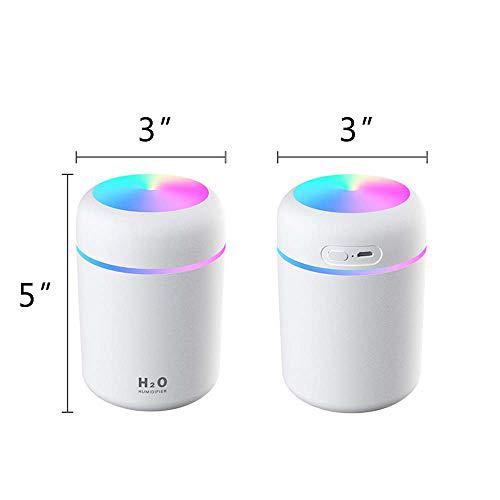 salamra cool mist humidifier, 300ml mini portable humidifier with multicolor led night light, 2 mist mode and auto shut-off, personal