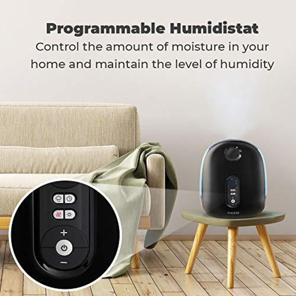 homedics totalcomfort deluxe ultrasonic air humidifier, adjustable dual 3.8l water tanks with warm and cool mist for home, of