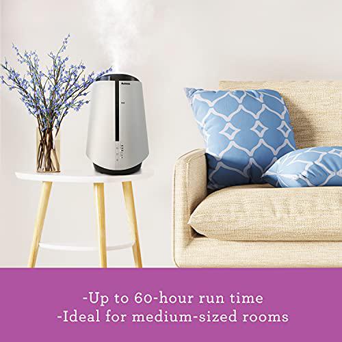 holmes 1-gallon top-fill ultrasonic cool-mist humidifier with disinfectant protection and 7 color led lights