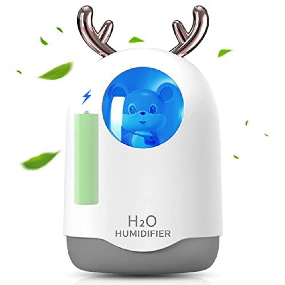 iqeer cordless mini humidifier small battery operated portable desk humidifier cool mist air humidifier for bedroom,home,plan