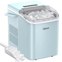silonn countertop ice maker machine with handle, portable makers countertop, makes up to 27 lbs. of per day, 9 cubes in 7 min