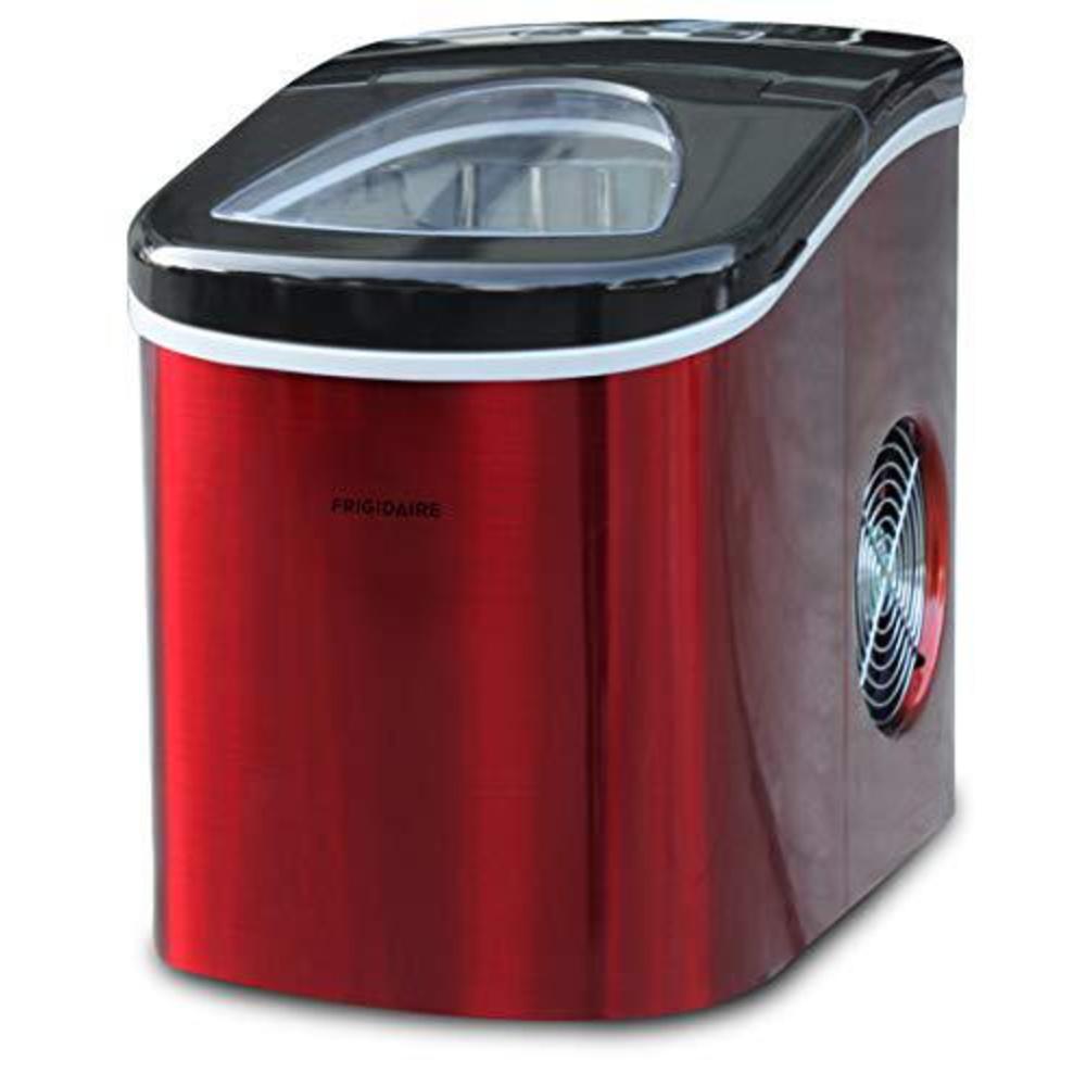 frigidaire efic117-ssred-com stainless steel ice maker, 26lb per day, red stainless