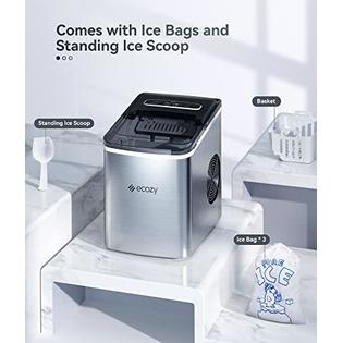 RNAB09YLTJB7L ecozy portable ice maker countertop, 9 cubes ready in 6 mins,  26.5 lbs in 24 hours, self-cleaning ice maker machine with ice