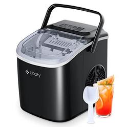 ecozy portable ice maker countertop, 9 cubes ready in 6 mins, 26 lbs in 24 hours, self-cleaning ice maker machine with ice ba