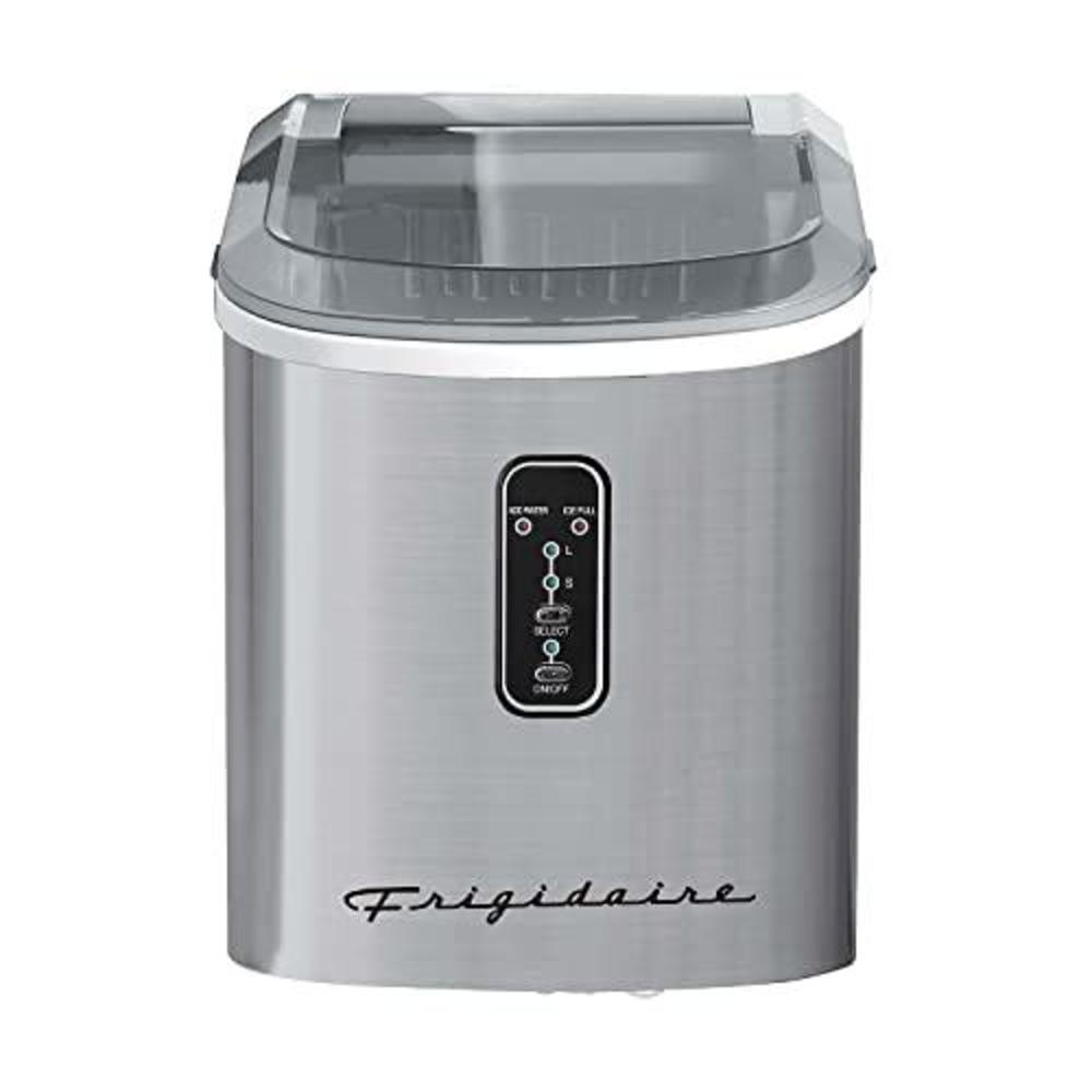 frigidaire efic103-amz-sc counter top maker with over-sized ice bucket, stainless steel, self cleaning function, heavy duty, 