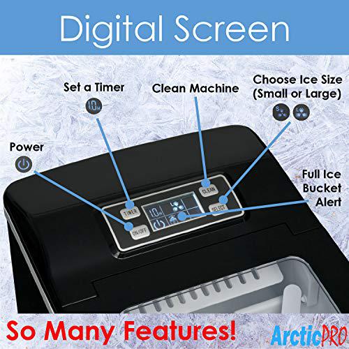 Arctic-Pro portable digital ice maker machine by arctic-pro with ice scoop, first ice in 6-8 minutes, 26 pounds daily, great for kitchen