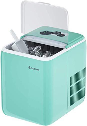 LDAILY ice maker countertop, automatic electric ice maker machine w/self-cleaning function, portable ice machine with ice scoop and 