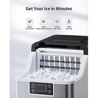 RNAB09YLYYHZN ecozy portable ice maker countertop, 44lbs per day, 24 cubes  ready in 13 mins, 2 ways to add water, self-cleaning ice maker w
