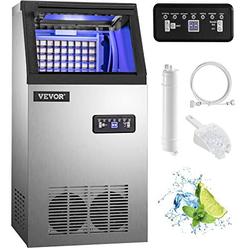 VEVOR Happybuy 110V Commercial Ice Maker 100lbs/24h with 29lbs Storage 4x8 Cubes Stainless Steel Auto Clean for Bar Home