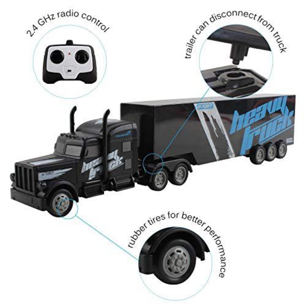 vokodo rc semi truck and trailer 18 inch 2.4ghz fast speed 1:16 scale electric hauler rechargeable battery included remote co