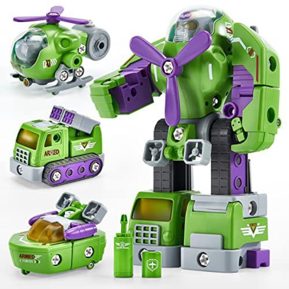 hahaland toys for 4 year old boys - 3 in 1 take apart robot toys for kids 3-5-7 stem toys for 5+ year old boys kids toys building cons