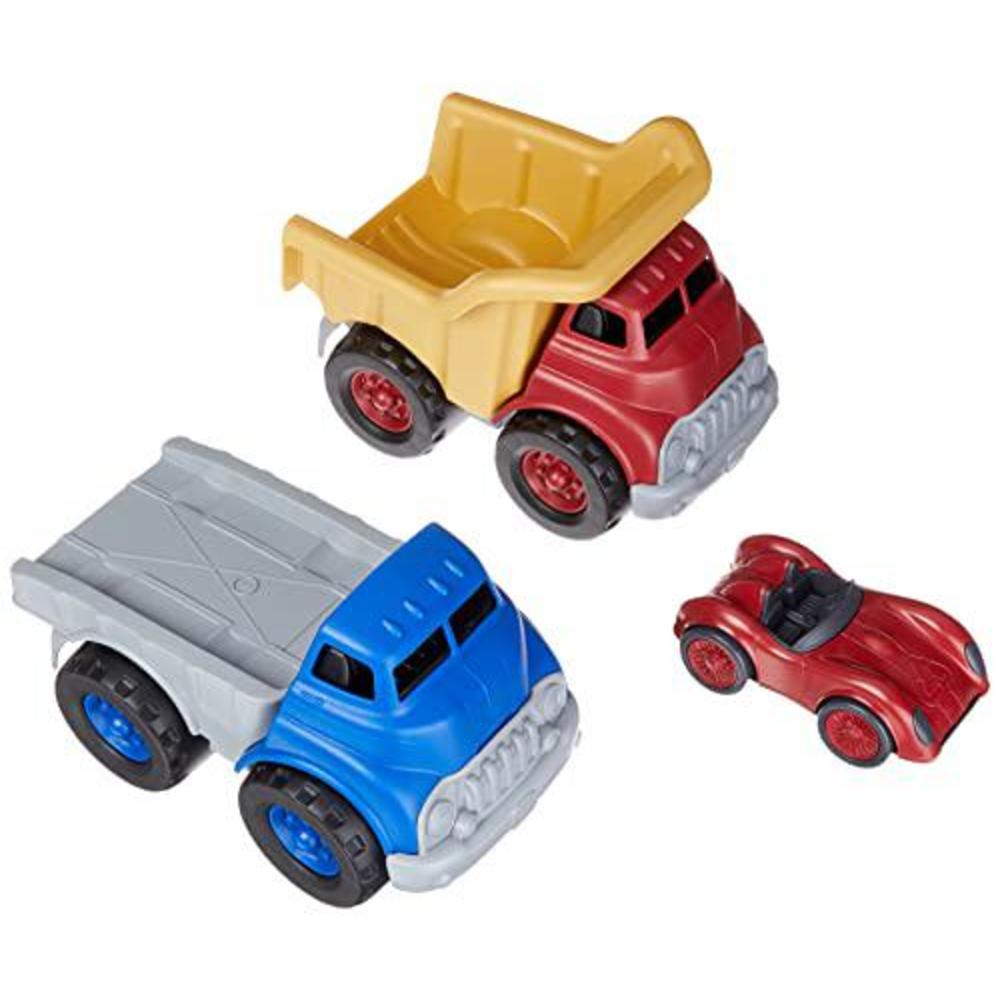 green toys flatbed with dump truck
