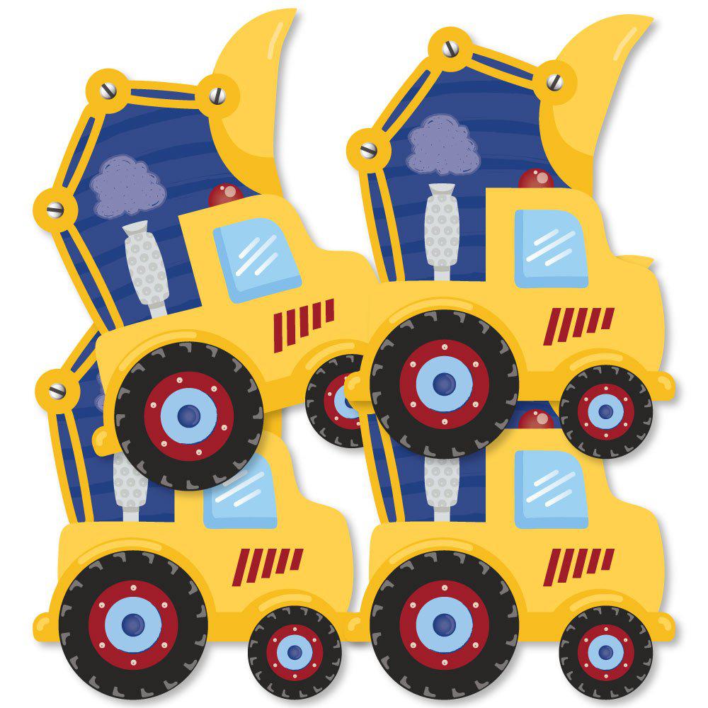 Big Dot of Happiness construction truck - decorations diy baby shower or birthday party essentials - set of 20