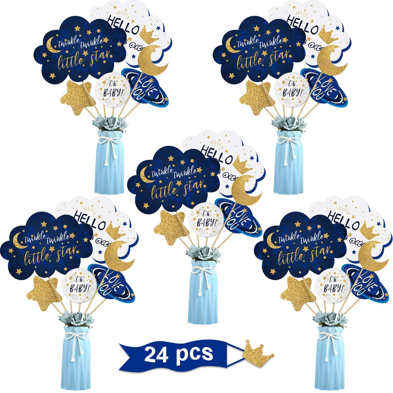 BOAO 24 pieces twinkle twinkle little star centerpiece sticks for star party table toppers birthday party decoration baby shower b