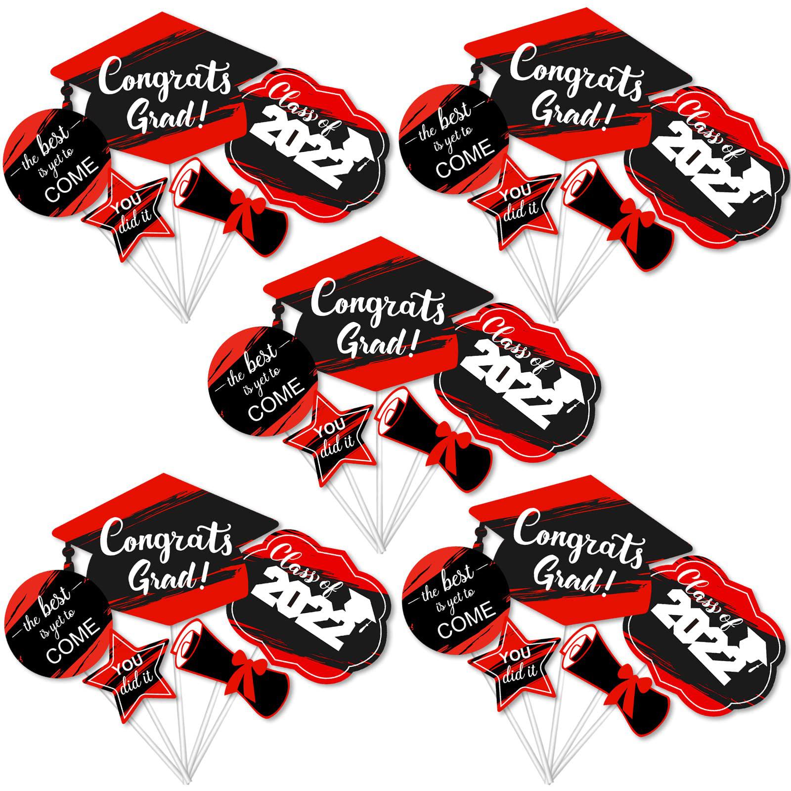 Omgouue 2022 black and red graduation party centerpiece sticks table toppers 30 pcs