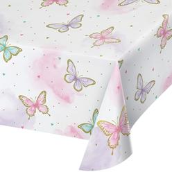 Creative Converting Golden Butterfly Paper Tablecloth, 1 ct