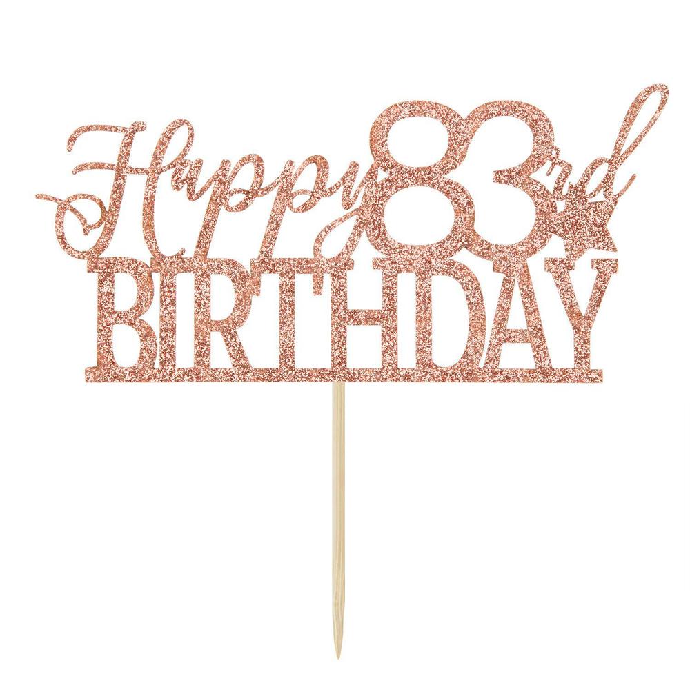 YotaWish rose gold glitter happy 83rd birthday cake topper - hello 83 - cheers to 83 years party decoration supplies