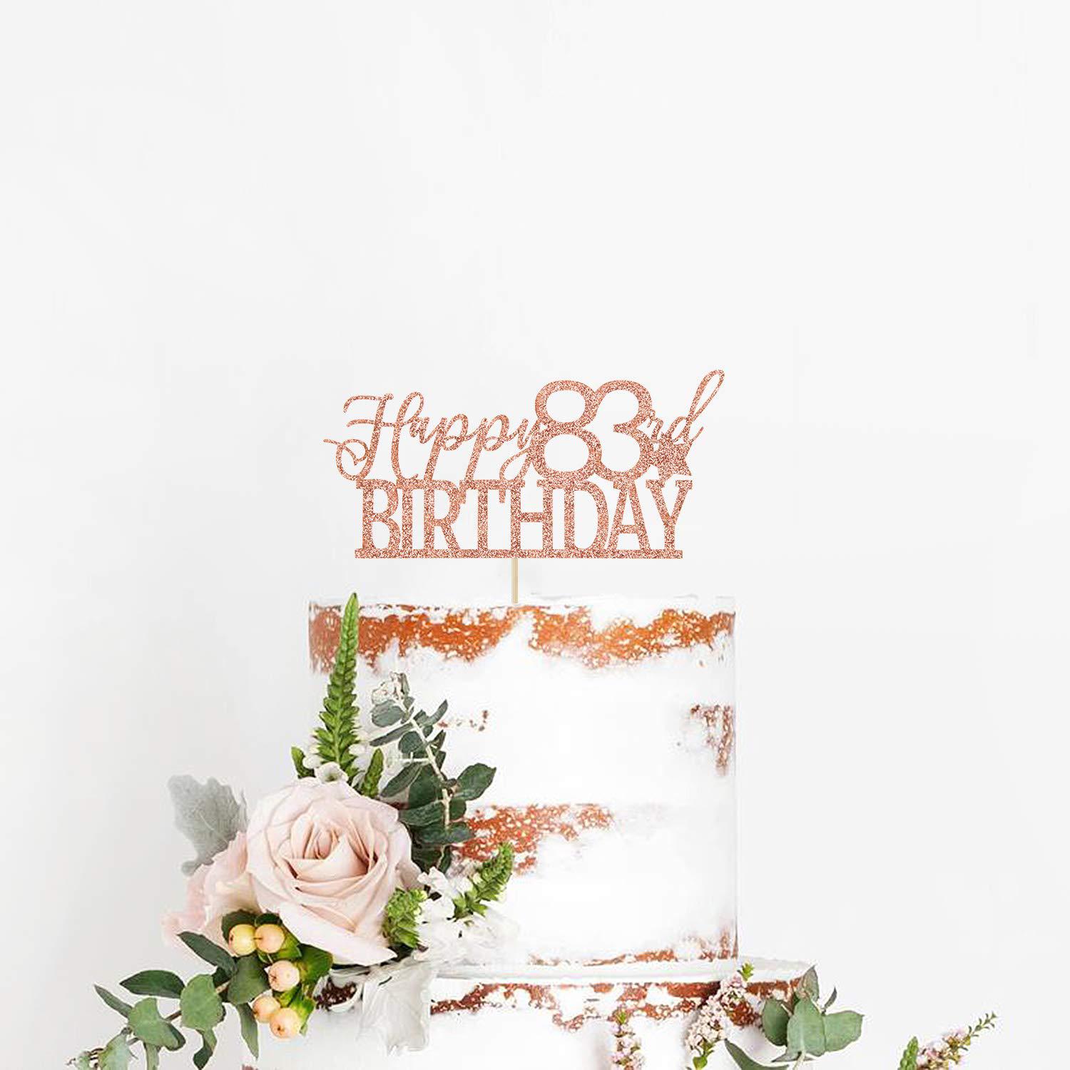 YotaWish rose gold glitter happy 83rd birthday cake topper - hello 83 - cheers to 83 years party decoration supplies