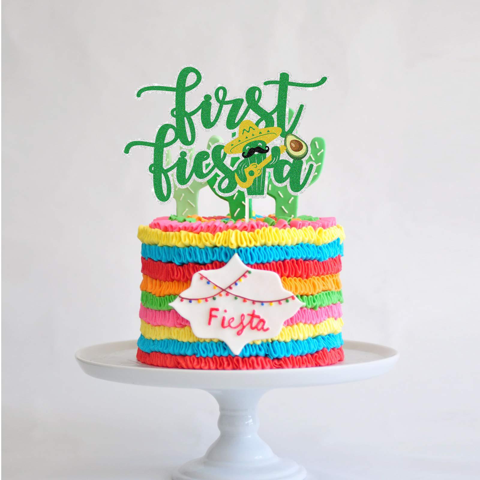 n\\w frist fiesta cake topper , first birthday party decor , one year old baby shower decorations , carnival theme party decoratio