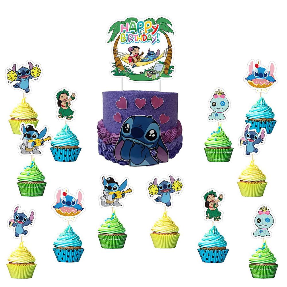 Shunhong 25pcs lilo and stitch cake topper, lilo and stitch birthday cake  decoration, lilo and stitch theme party supplies