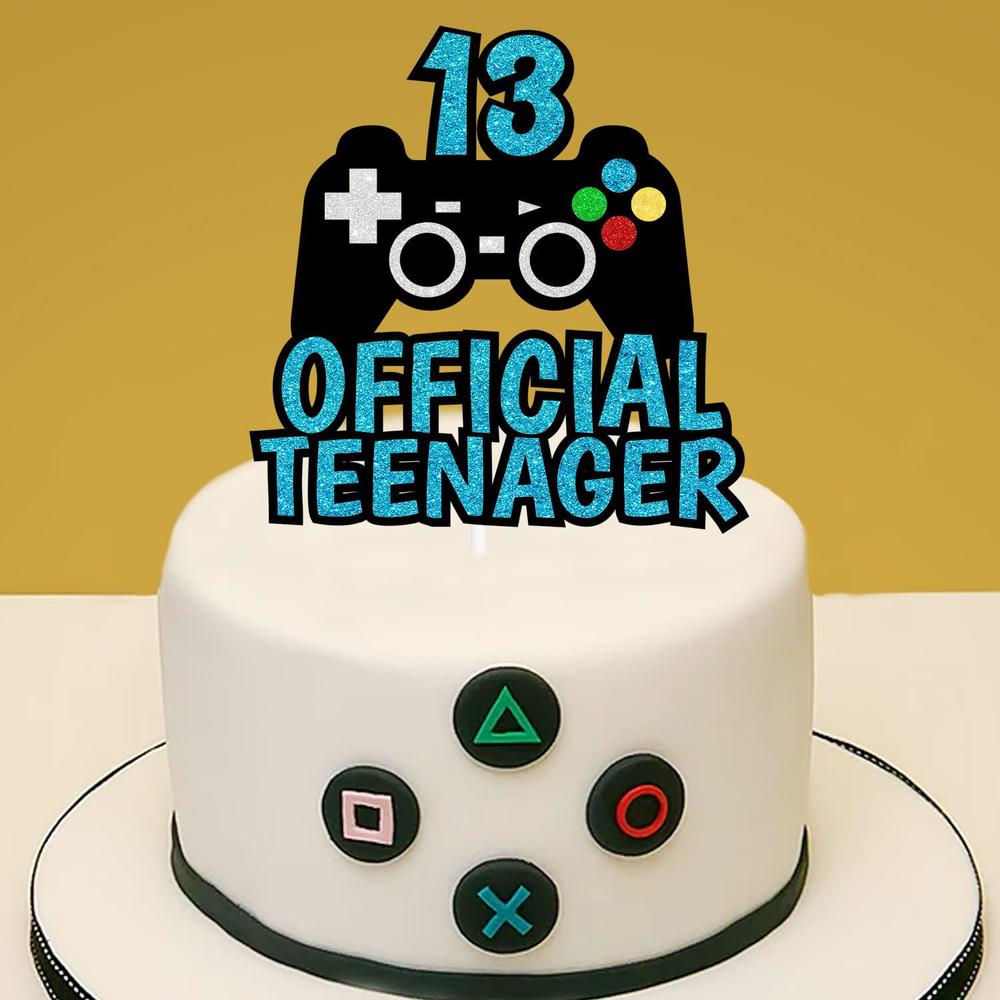 LIANGSS 13th official teenager cake topper decorations - birthday theme pickscheers to 13 years old game partydecoration handmade bla