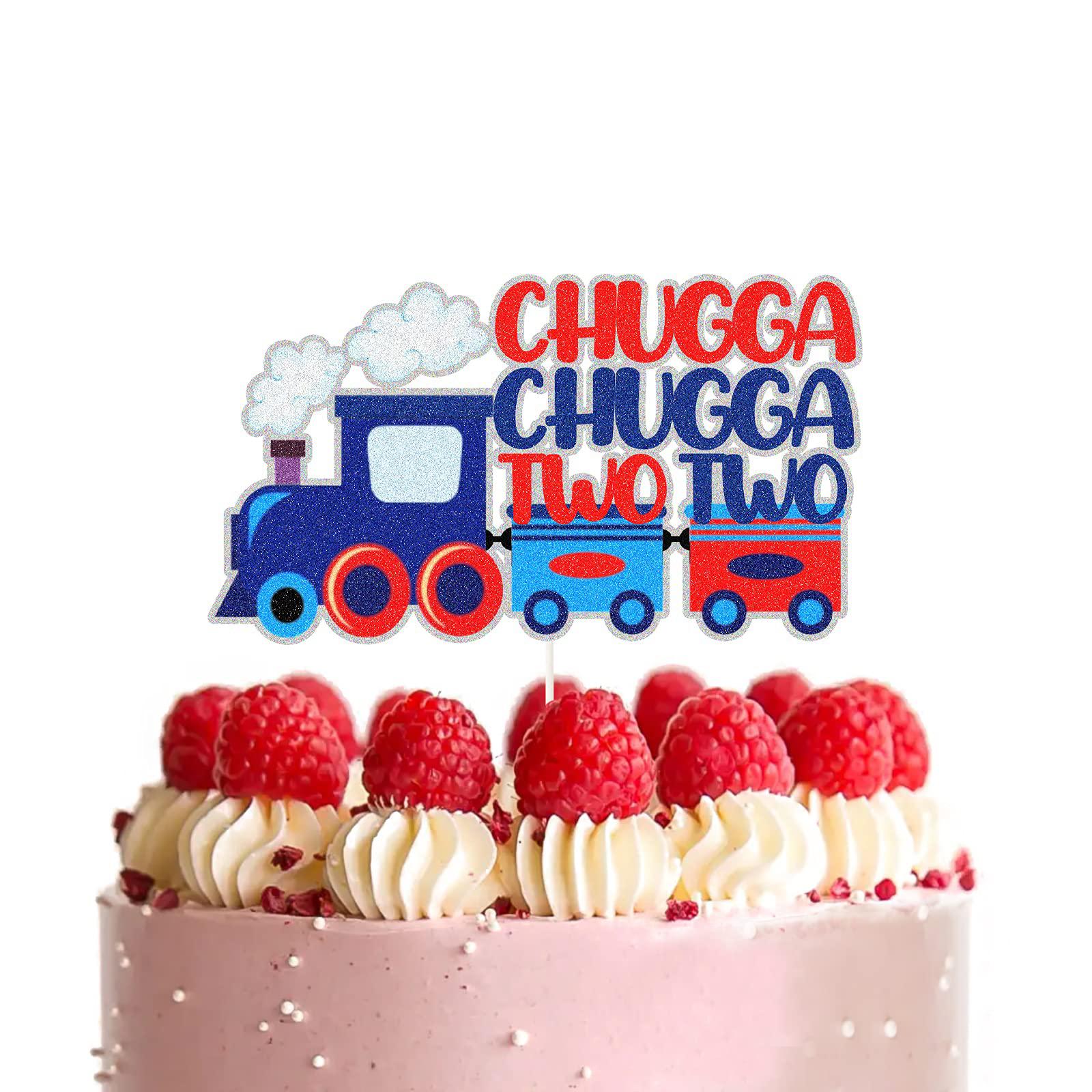 whpct chugga chugga tow tow cake topper,2nd train theme birthday cake decorations,steam train tow years old birthday party de